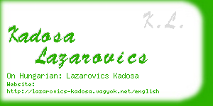 kadosa lazarovics business card